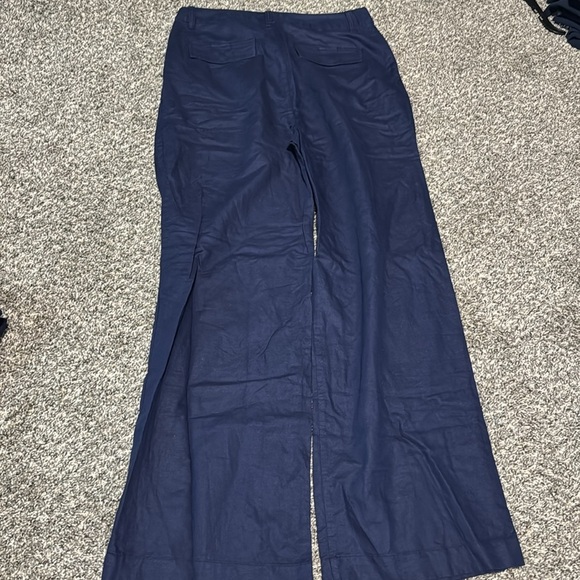 NWT! GAP Uniform Navy High Rise Linen-Cotton Pleated Wide Leg Pants 🔹 - Picture 8 of 10
